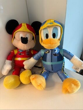 Disney Mickey & Donald Plush in Racer Uniforms from Disney Jr Animated Series
